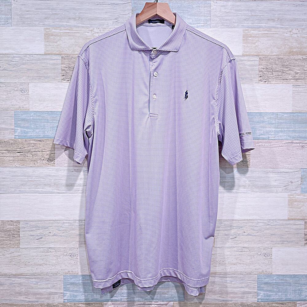 TURTLESON Performance Polo Blue Red Diamond Council Fire Golf Club Mens Large